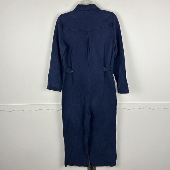 Marine Layer Linen Blend Long Sleeve Dark Blue Jumpsuit S - Picture 2 of 6